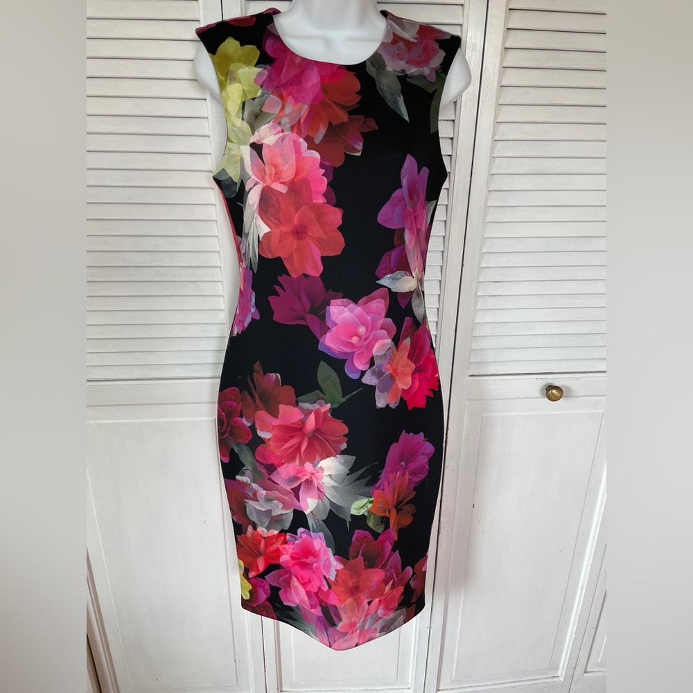 Worthington Black Floral Sleeveless Dress Size 6 NEW